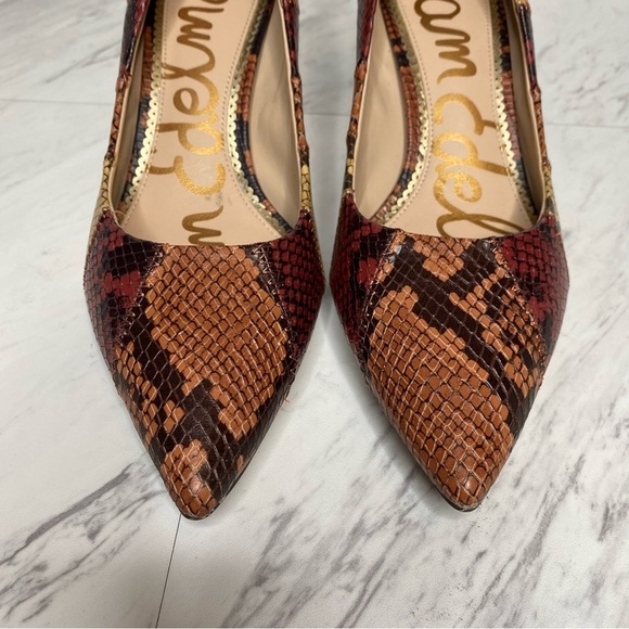 Sam Edelman Julianne Snakeskin Leather Pointy Toe Pump 7M - Picture 5 of 15